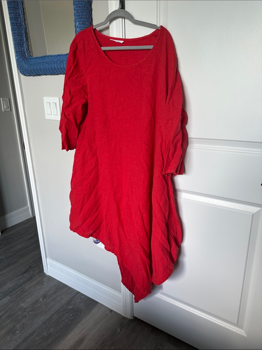 bryn Walker Red Asymmetric Tunic Top